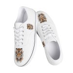 White Canvas Sneakers with Watercolor Tiger Prints